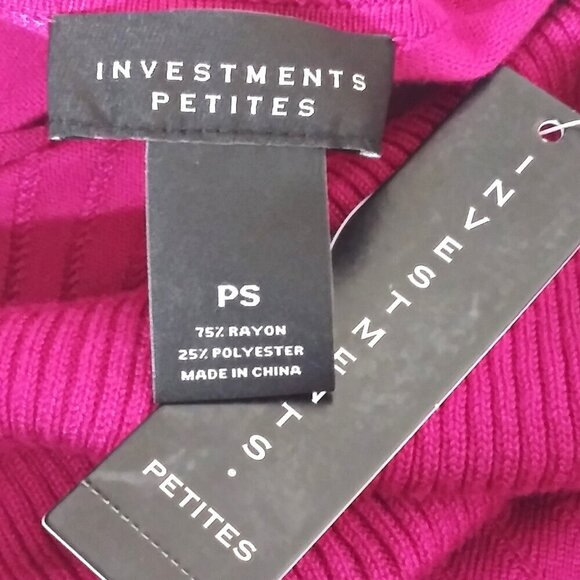INVESTMENTS Petites Ribbed Knit Cowl Neck Sweater Pullover Fuchsia Pink Sz S NWT - Picture 7 of 9